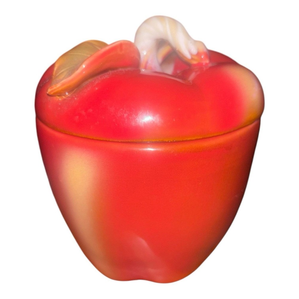 Vintage 🍎Red Apple Canister 8.5"Farmhouse Art Pottery  Ceramic